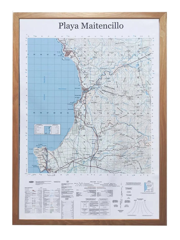 Playa Maitencillo 50x75 cm | Mapa Maitencillo IGM | Mapas del Sur