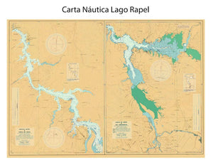 Carta Náutica Lago Rapel 80x60 cm | Carta Náutica | Con o sin marco | Mapas del Sur