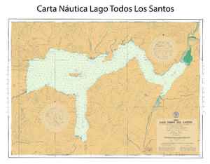 Carta Nautica Lago Todos Los Santos 80x60 | Carta Náutica | Con o sin marco | Mapas del Sur