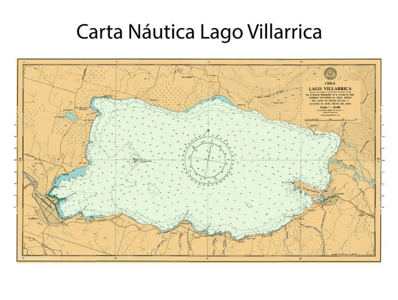 Carta Nautica Villarrica 80x60 cm | Carta Náutica | Con o sin marco | Mapas del Sur