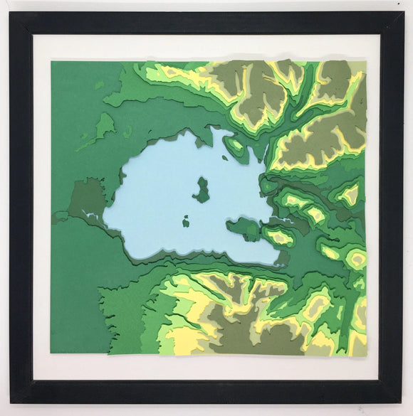 Cuadro maqueta altura lago Ranco | Mapa Maqueta altura | Mapas del Sur