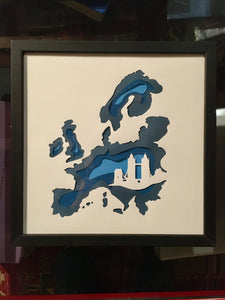 Cuadro Europa 30x30 cm | cuadro decorativo | Con marco | Mapas del Sur
