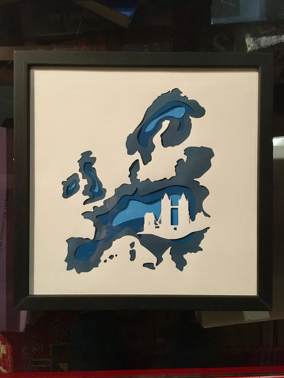 Cuadro Europa 30x30 cm | cuadro decorativo | Con marco | Mapas del Sur