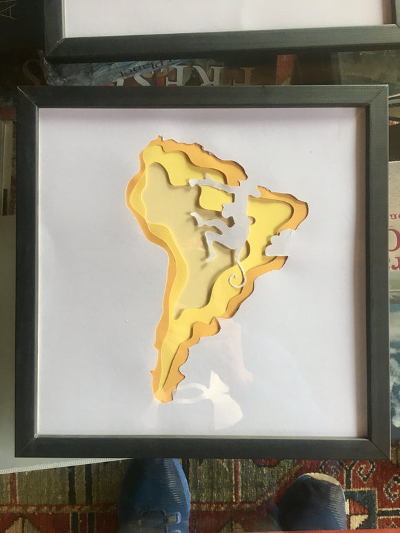 Cuadro Sudamérica 30x30 cm | Cuadro decorativo | Con marco | Mapas del Sur