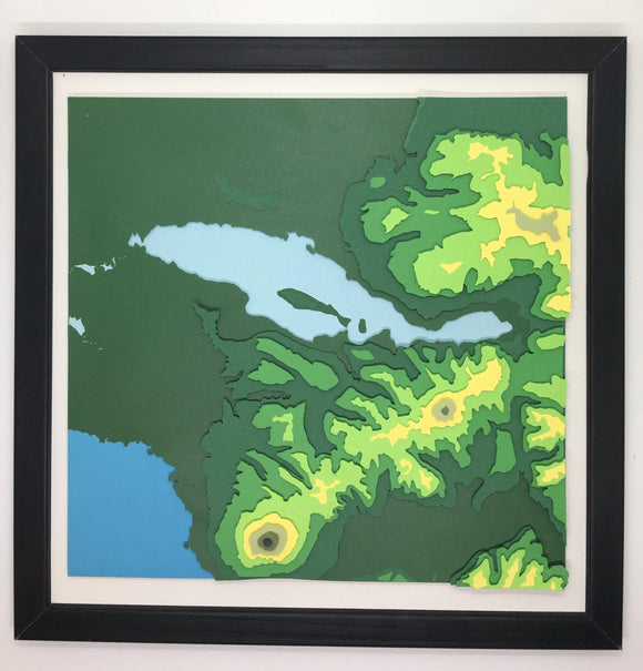 Mapa maqueta alturas lago Rupanco 30x30 cm | Mapas del Sur