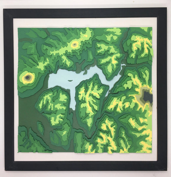 Mapa Lago Todos Los Santos 30x30 cm | Maqueta altura | Mapas del Sur