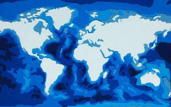 Mapa de Profundidad de los Océanos 30x20 cm | Ideal para Decoración de Interiores | Alta Calidad y Detalles Precisos del Fondo Marino