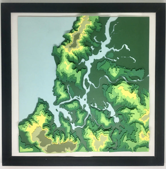 Mapa Valdivia maqueta 30x30 | Mapa Maqueta | Con Marco | Mapas del Sur
