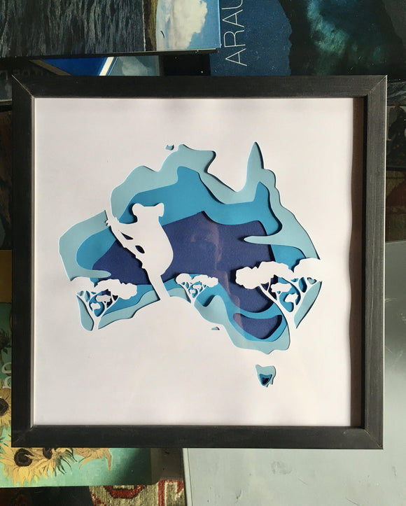 Cuadro Australia 30x30 cm | cuadro decorativo | con marco | Mapas del Sur