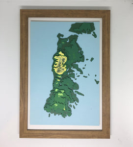 Mapa Chiloé alturas 20x30 cm | Cuadro decorativo | Con marco | Mapas del Sur