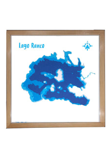 Mapa Lago Ranco Profundidad 30x30 cm | con marco | Maqueta profundidad | Mapas del Sur